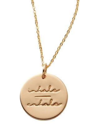 Made by Mary Pause Collection Disc Necklace in Gold Filled - Inhale-Exhale at Nordstrom