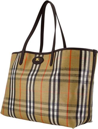 Burberry Womens Ll Highlands Tote Beige Cotton