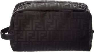 Fendi Fendi Ff Medium Nylon & Leather Pouch