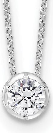 Diamond2Deal 14k White Gold 5/8 Ct Lab Grown Diamond Solitaire Slide Necklace 18 Clarity VS, Color D-E