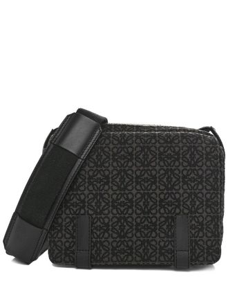 Loewe Black Calfskin Jacquard Anagram Messenger Bag (Authentic Pre-Loved)