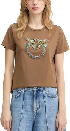 Pinko Quentin T-Shirt - Dames - T-shirts - Bruin - S - Tops