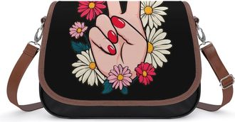 Generic Peace Hand Print Crossbody Bags for Women Shoulder Messenger Bag Purse Handbags