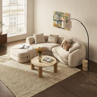 Castlery White Performance Boucle Single Arm Left Sectional Sofa for Women by Castlery