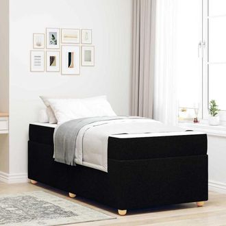 vidaXL Struttura Letto Con Materasso Nero 90 X 200 Cm Tessuto - Vidaxl