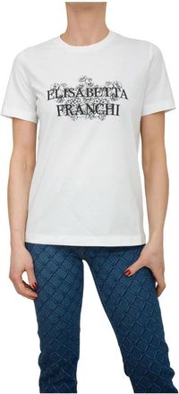 Elisabetta Franchi Casual Katoenen T-shirt voor Mannen - Dames - T-shirts - Wit - XS - Katoen - Tops