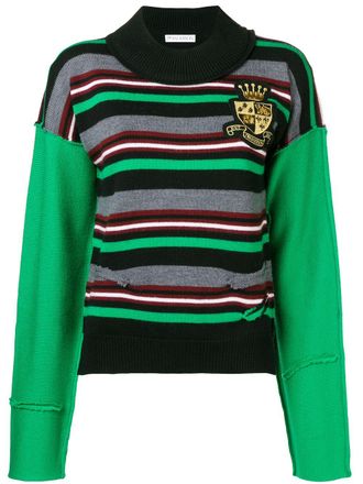 J.W.Anderson logo crest knitted jumper - women - Merino - S - Green