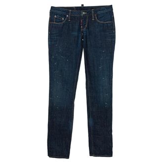 Dsquared2 Indigo Denim Paint Splatter Effect Straight Leg Jeans