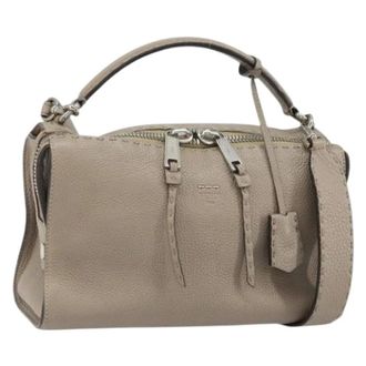 Fendi Pre-owned Vintage Leren Handtas - Dames - Pre-owned - Grijs - Maat: ONE Size Leer