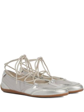 Karl Lagerfeld long lace ballet flats - Silver