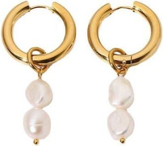 Untamed Petals Zuma Freshwater Pearl Hoops in Gold at Nordstrom