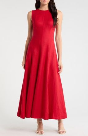 Reformation Cecila Sleeveless Linen Maxi Dress in Lipstick at Nordstrom, Size 12