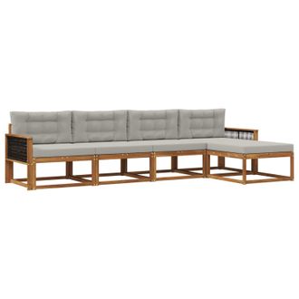 vidaXL Conjunto De Sof&aacute;s De Exterior 5 Pcs Natural Y Gris Claro Vidaxl