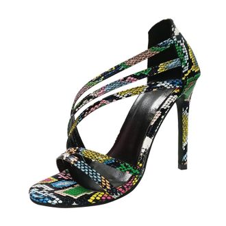 Generic Heel Roman Stilettos Sandals Girls Sandals High Sandals Print for Women Casual Ladies High Heels, multicoloured, 8.5 UK