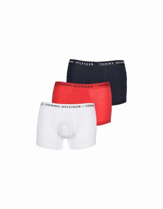 Tommy Hilfiger Mens 3-Pack Premium Essential Logo Boxer Trunks, Navy/White/Red - Size: 32/30/31