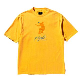 Nike Jordan Air Jordan x Union Crossover Solid Color Alphabet Pattern Printing Round Neck Short Sleeve US Edition Yellow DM2839-771