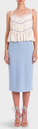 Twin-Set Abito midi in cr&ecirc;pe con inserti in pizzo