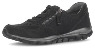 Rollingsoft Keilsneaker ROLLINGSOFT, Damen, Gr. 35, schwarz, Nubukleder, unifarben, Schuhe Keilsneaker, Freizeitschuh, Halbschuh, Schn&uuml;rschuh mit Logo an der Fers