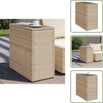 vidaXL Tavolo in rattan - vidaXL Tavolino da Giardino Piano Vetro Beige 58x27,5x55 cm Polyrattan - Tavolo esterno