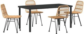 vidaXL Garden Dining Set 5 pcs Brown Poly rattan Vidaxl