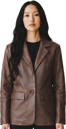 Infinity Leather Womens Conker Brown Italian Leather Blazer Jacket-Chongqing
