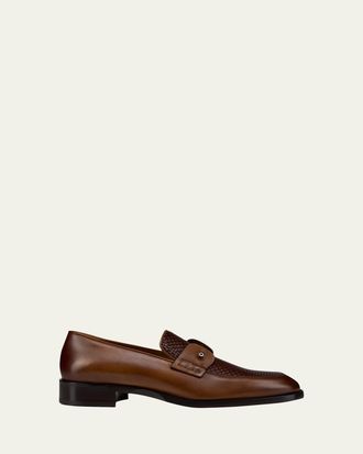 Christian Louboutin Mens Chambelimoc Woven Leather Boat Shoes