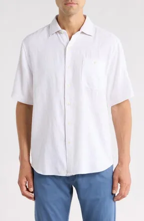 Tommy Bahama Breeze Island Short Sleeve Cotton Jacquard Button-Up Shirt in White at Nordstrom, Size Xxx-Large