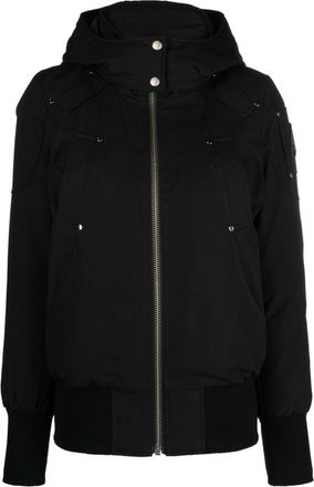 Moose Knuckles Ballistic high-neck studded hooded jacket - women - Nylon/Cotton/Nylon/Feather Down - S - Black