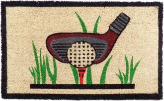Imports Decor Golf Coir Door Mat, Golfer Coconut Fiber Doormat with Non-Slip PVC Backing, Indoor Outdoor Sports Entrance Rug