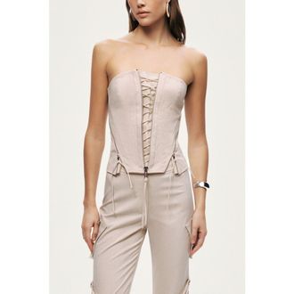 Nocturne Strapless Lace-Up Bustier in Ivory at Nordstrom, Size X-Small