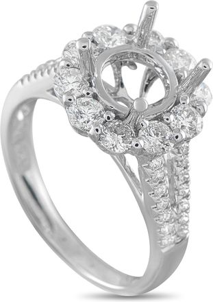 Luxury Bazaar 14K White Gold 1.20ct Diamond Round Halo Mounting Ring MF04-082026