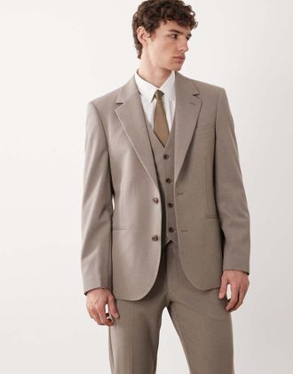 Asos Giacca da abito skinny color pietra-Marrone