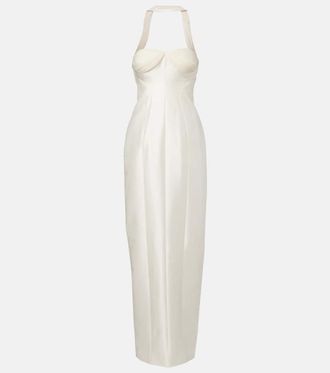 Danielle Frankel Bridal Lette wool and silk bustier gown