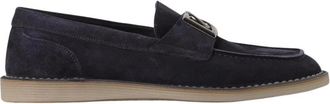 Dolce & Gabbana Su&egrave;de Loafers met Metalen Details - Heren - Loafers - Blauw - 41 EU - Su&egrave;de - Schoenen