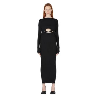 Wynn Hamlyn Geribbelde Gebreide Cut-Out Jurk - Dames - Kleedjes - Zwart - S - Kleedjes