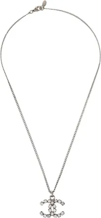 Chanel Collana con pendente CC e cristalli 2005 - Argento