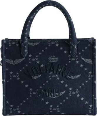 Zadig&Voltaire Handbags, female, Blue, Size: ONE SIZE Angel Tote XS Denim Monogram