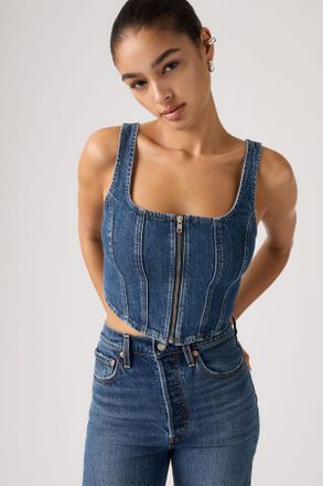 Levi's Seamed Zip Bustier Top - Donna - XS - Blu / Shes So Vague