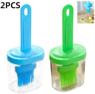 OEM 2 Pezzi - Pennello Per Olio - Pennello Per Salse - Pennello Per Barbecue - Testina In Silicone - Pennello Da Forno - Flacone Per Olio Tutto In Uno - A