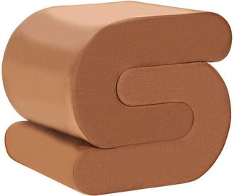 Beliani Pouffe Golden Brown Velvet Fabric Upholstered S-Shape Living Room Footstool ARCADIA