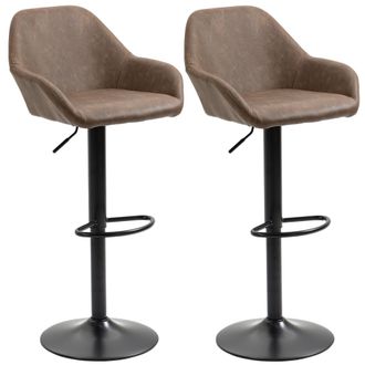 HOMCOM Adjustable Bar Stools Set of 2 - Swivel Barstool W/ Footrest Dark Brown | TJ Hughes