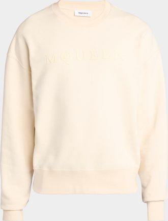 Alexander McQueen Mens Tonal Logo Cotton Crewneck Sweater
