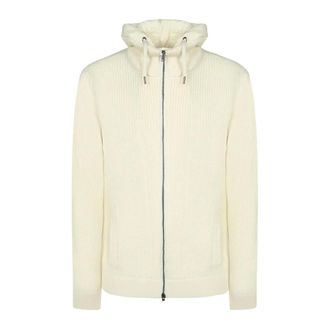 Herno Truien & Vesten, Heren, Wit, L, Wol, Volledige Rits Gebreide Cardigan