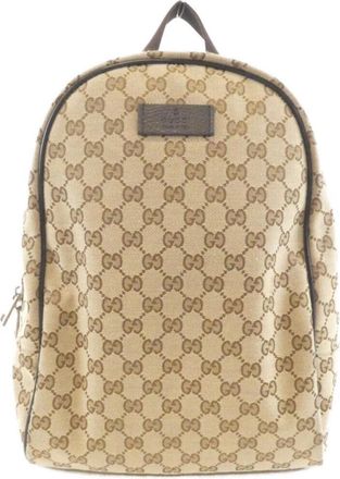 Gucci Beige Brown Gg Canvas Backpack (Pre-Owned)