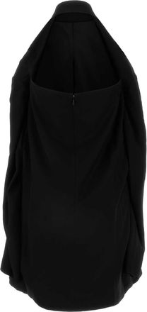 Balenciaga Womens Suspended Dress Black Viscose Wool