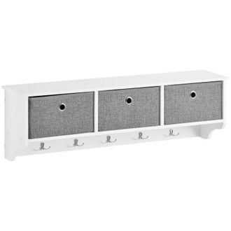 SoBuy Sobuy - Moderna Estanter&iacute;a De Pared, Perchero, Estante De Pared,con 5 Ganchos Y 3 Cajones,l100 Cm Frg282-w Es