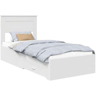 vidaXL Bed Frame with Headboard White 90 x 200 cm Engineered Wood vidaXL