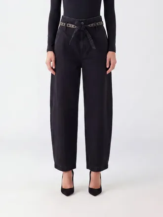 Liu Jo High-Waisted Wide-Leg Cotton Trousers with Belt