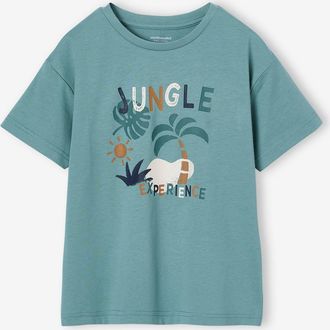 Vertbaudet Jungen T-Shirt mit gro&szlig;em Print, Recycling-Baumwolle salbeigr&uuml;n