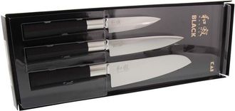 Kai Wasabi Black set di coltelli - Coltello multiuso lunghezza lama 10 cm, Coltello multiuso lunghezza lama 15 cm, Santoku lunghezza lama 16,5 cm